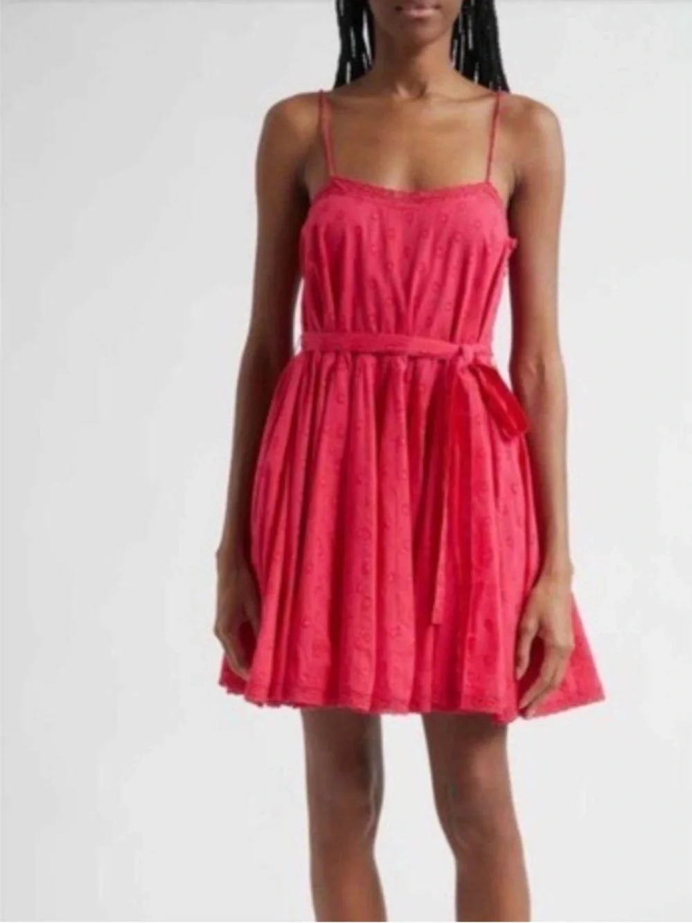 NWT Ulla Johnson | Hot Pink Beatriz Spaghetti Strap Embroidered Mini Dress Sz 10